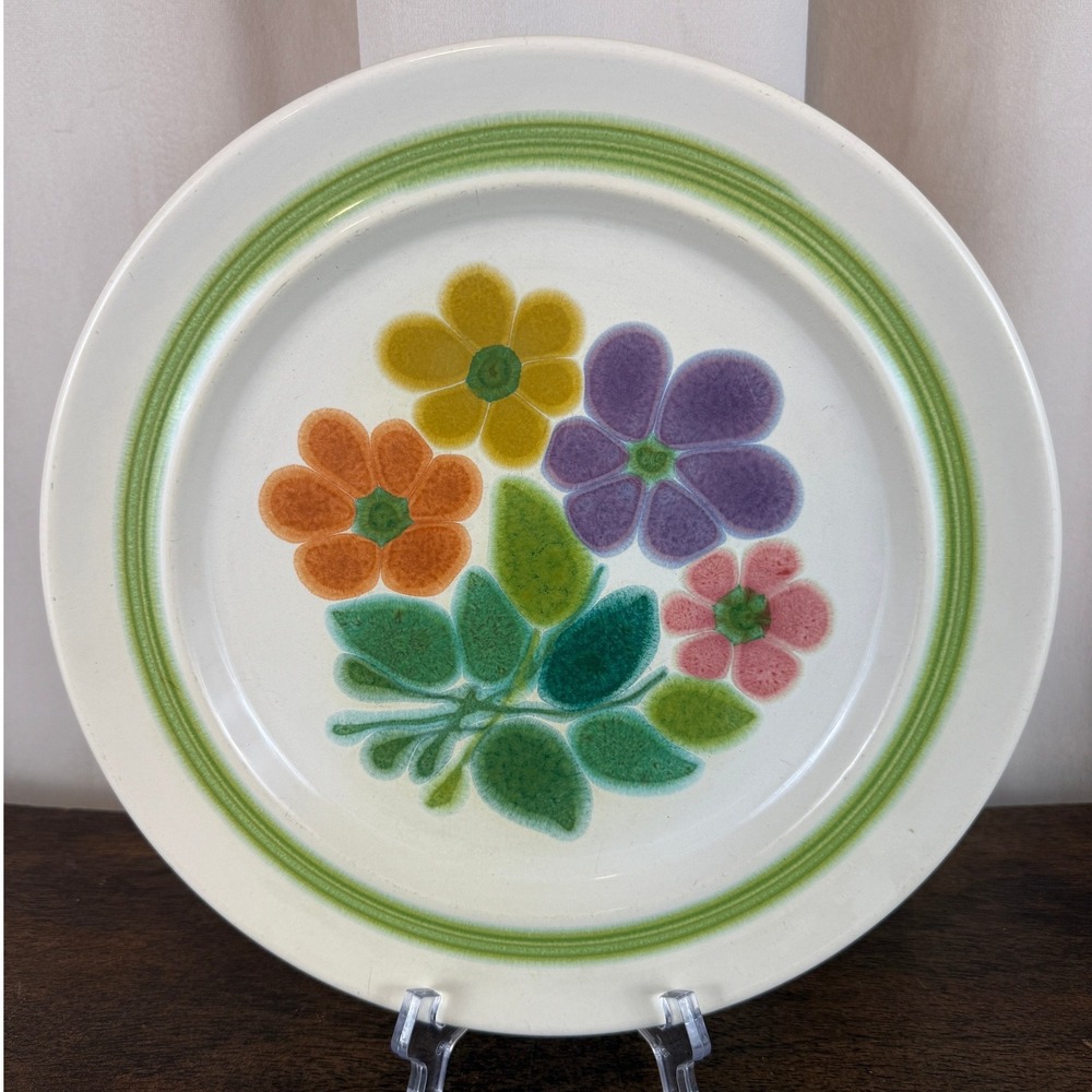 VTG 1970's Franciscan Earthenware Purple Green Floral 10.5" Dinner Plate